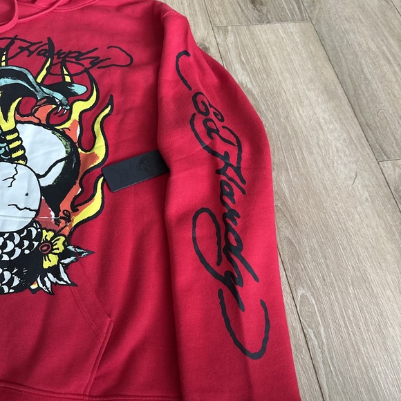 Ed Hardy Men's Graphic Long Sleeve Hoodie Red Skull Cobra Dragon Tattoo XL NEW - Picture 4 of 9